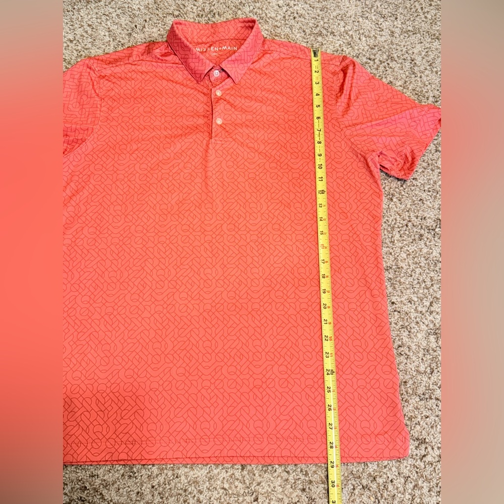 Mizzen+Main Mens Large Trim Golf Polo Shirt Coral Pink Performance - Picture 7 of 9